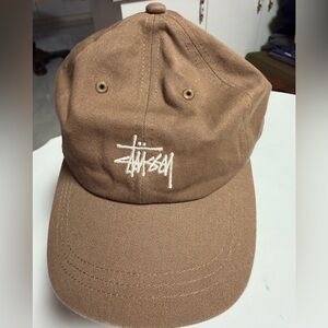 Stussy Brown low pro Cap with White Script Logo